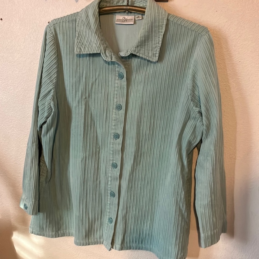 Studio Works Seafoam Gren‎ Button Top with Pockets XL